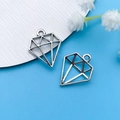 Antique silver diamond shaped alloy charms for DIY necklaces and handmade jewelry - Antique Silver Diamond Style