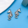 Vintage silver seahorse alloy pendants for DIY jewelry making on blue background - Seahorse Style (10363)
