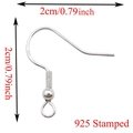 Macro detail of S925 sterling silver ear hook with 2cm size markings for DIY jewelry - Copper / Bright Silver (Copper)