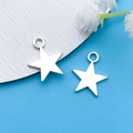 Set of two polished star-shaped silver alloy charms for DIY jewelry and necklaces - Antique Silver Star Style