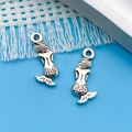 Pair of silver mermaid charms with intricate scale details for DIY jewelry making - Antique Silver Ocean Mermaid (8213) / 9x20mm