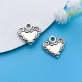 Set of two vintage silver heart pendants with intricate floral engravings for DIY jewelry - Antique Silver Heart Style