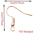 Detailed view of rose gold S925 stamped earring hook with 2cm dimension markings - Rose Gold (Copper)