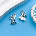 Ciondoli a forma di coniglio in argento vintage per creazione gioielli fai da te - Testa di Coniglio Alice in Argento Antico (6708)
