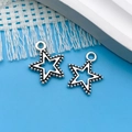 Antique silver star charms with beaded milgrain edges and hollow cutout for DIY jewelry - Antique Silver Pentagram (8767) / 15x17mm