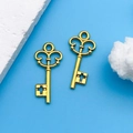 Vintage golden alloy key charms with hollow cross design for DIY jewelry making - Antique Gold Pattern Key (11377)