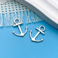 Nautical antique silver alloy anchor charms for DIY jewelry making and keychains - Antique Silver Small Anchor (11318) / 10.5x13.5mm