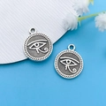 Antique silver Eye of Horus circular charms for DIY jewelry and necklaces - Antique Silver Horus Eye Style