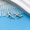 DIY silver alloy dinosaur charms with polished finish for bracelets and keychains - Antique Silver Small Dinosaur (B90) / 11x19mm