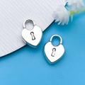 Silver vintage heart lock charm pendants for DIY jewelry making handmade crafts - Antique Silver Heart Lock Style