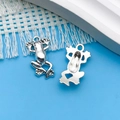 Antique silver frog pendant charm for DIY jewelry making shown in front and back views - Antique Silver Marine Frog (B307) / 12x12mm