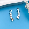 Pair of antique silver meteor alloy pendants for DIY handmade necklace crafting - Antique Silver Shooting Star 5x19mm (9067)