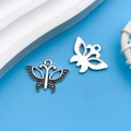 Ciondoli a farfalla in lega d'argento per collane e bracciali fai da te, vintage - Farfalla Argento Antico (7627)