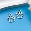 Silver alloy hollow dog paw charms for DIY necklace and bracelet jewelry making - Antique Silver Small Paw Print 10x13mm (9811)
