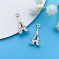 Pair of silver Eiffel Tower alloy pendants for DIY jewelry making and bracelets - Antique Silver Eiffel Tower Style