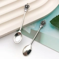 Detailed macro view of vintage silver crown spoons for jewelry making and DIY pendant projects - Antique Silver Crown Dining Spoon (18825) / 10x53.5mm
