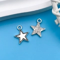 Antique silver star charms for DIY jewelry making with unique textured finishes - Antique Silver Star 12x16mm (9842)