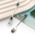 Detail of vintage silver crown fork pendants with ornate carving for DIY jewelry making - Antique Silver Crown Dining Fork (18826) / 8x57.5mm