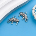 Ciondolo elefante in argento antico con motivi etnici per gioielli fai-da-te - Elefante Argento Antico (8059)