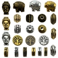 Assorted alloy spacer beads in antique gold, silver, and bronze for DIY jewelry making - Spacer Beads Set (SN728) / Set of 24