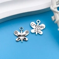 Antique silver butterfly pendant with 'Created for you' engraving for DIY jewelry - Antique Silver Butterfly Created for you 13x13mm (10356)