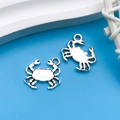 Silver alloy crab-shaped pendant charms for DIY jewelry making and necklaces - Antique Silver Ocean Crab 15x16mm (10362)