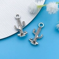 Vintage silver alloy cactus charms for DIY jewelry making and bracelet accessories - Antique Silver Cactus Style