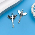 Coppia di ciondoli angelo in lega argento antico per creazione di collane e gioielli DIY - Angelo in Argento Antico (9801)