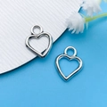 Pair of minimalist silver heart shaped hollow alloy pendants for DIY jewelry making - Antique Silver Hollow Heart Style