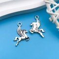 Vintage silver Pegasus charms made of alloy for DIY handmade jewelry bracelets - Antique Silver Flying Horse Unicorn 15.5x23.5mm (B95)