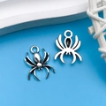 Silver spider alloy charm pendant for DIY bracelets and necklaces jewelry making - Antique Silver Halloween Spider 14x18mm (B110)