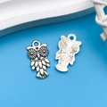 Antique silver owl charm alloy pendant for DIY handmade bracelet and necklace jewelry - Antique Silver Owl 11x20mm (B235)