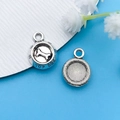Antique silver alloy dog bowl charm with bone relief and Top Dog text for DIY jewelry - Antique Silver Dog Bowl Style