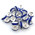 8mm versilberte Rondelle-Abstandshalter mit dunkelblauen Strasssteinen für DIY-Schmuck - 6mm (14653) / Königsblau