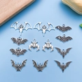 Set of 11 assorted vintage silver bat charms for DIY jewelry making necklaces - Mixed Styles (SN567)