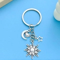 Antique silver keychain featuring moon, heart, sun, and star pendants for bags and keys - Antique Silver Sun Star Moon Style