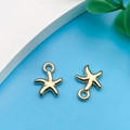 Gold plated starfish charms for DIY bracelets with detailed ocean animal design - Small Starfish Style