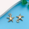 Pair of KC gold starfish pendants with lifelike texture for DIY jewelry making - Starfish Style