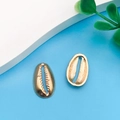 Golden alloy cowrie shell charms for DIY jewelry making with realistic shell textures - Shell Style