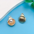Golden shell charms with faux pearls for DIY jewelry making and bracelet design - Pearl Shell Style