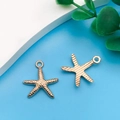 Starfish charm in KC gold finish with textured front and brushed back for DIY jewelry - Pentagonal Starfish Style