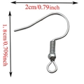 Silver S925 sterling silver earring hook DIY craft accessory with 2cm x 1.8cm dimensions - White K (Iron)
