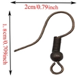 Bronze S925 French earring hook with coil and bead detail, 2x1.8cm size dimension - Antique Red Copper (Iron)