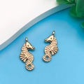 Gold plated seahorse pendants for DIY jewelry making with detailed metal texture - Large Seahorse Style
