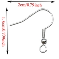 Silver S925 earring hook DIY jewelry findings with size 2cm by 1.8cm dimensions - Bright Silver (Iron)