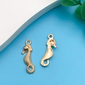 Gold plated seahorse metal charms for DIY bracelets with detailed texture - Seahorse Style