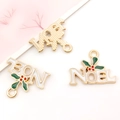 Kersthanger NOEL met hulst en emaille voor het maken van DIY sieraden en armbanden - Witte Emaille Kerst NOEL Letter (12263)