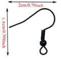S925 rose gold plated black fishhook earring wire with bead and coil detail - Gun Black (Iron)