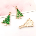 Kerstboom hanger van legering met groen emaille voor DIY sieraden maken projecten - Groene Emaille Kerstboom (12510)