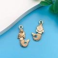 KC gold plated mermaid pendant charm with fine scale texture for DIY jewelry making - Large Mermaid Style